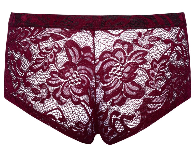 Svenjoyment Boxer transparant met bloemenkant - Rood