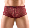 Svenjoyment Boxer transparant met bloemenkant - Rood