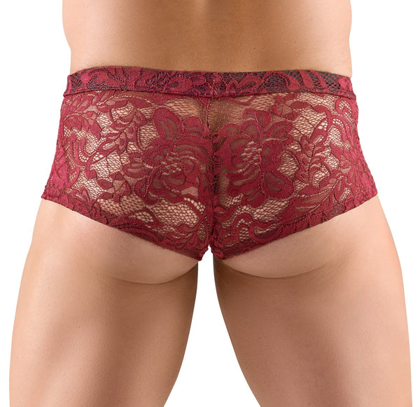 Svenjoyment transparante boxer met bloemenkant - Rood