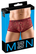 Svenjoyment Boxer transparant met bloemenkant - Rood