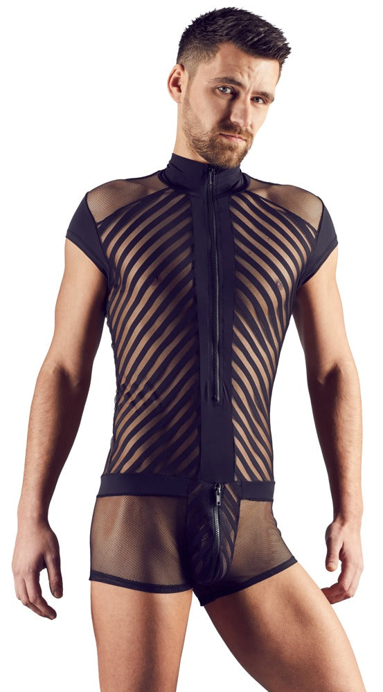Svenjoyment playsuit met streepdessin - Zwart