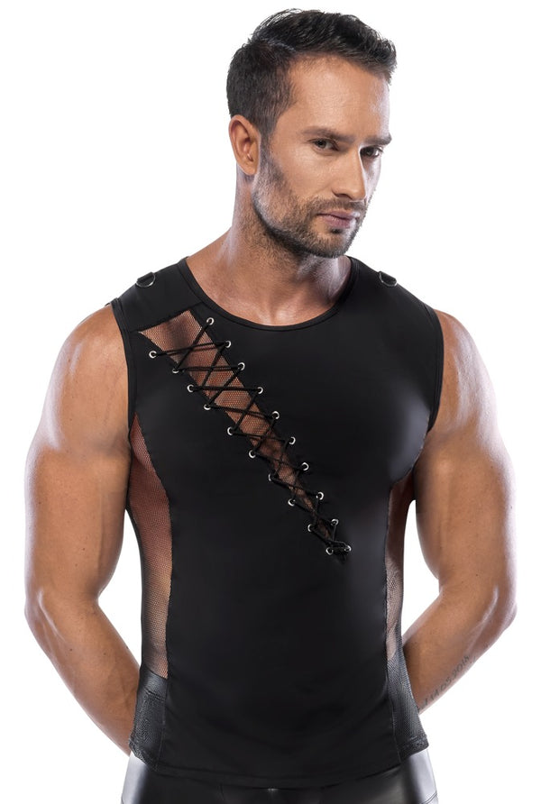 Svenjoyment shirt met vetersluiting - Zwart - Svenjoyment - SKU: 21605791701