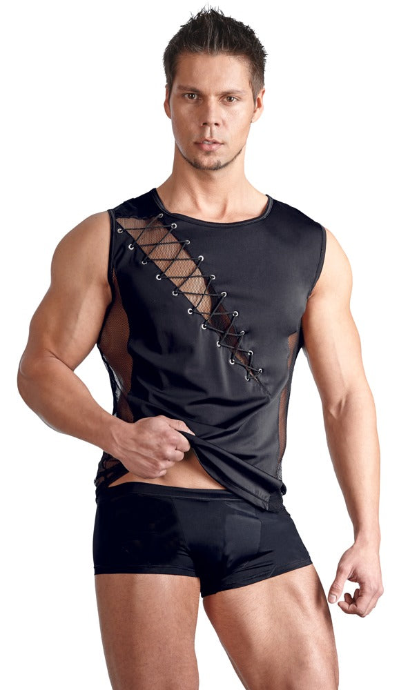 Svenjoyment shirt met vetersluiting - Zwart - Svenjoyment - SKU: 21605791701