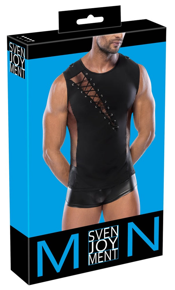 Svenjoyment shirt met vetersluiting - Zwart - Svenjoyment - SKU: 21605791701