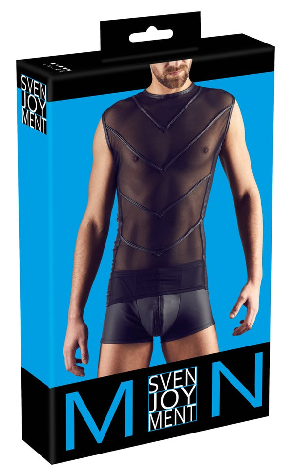 Svenjoyment shirt met powernet inzetstukken - Zwart - Svenjoyment - SKU: 21609781701