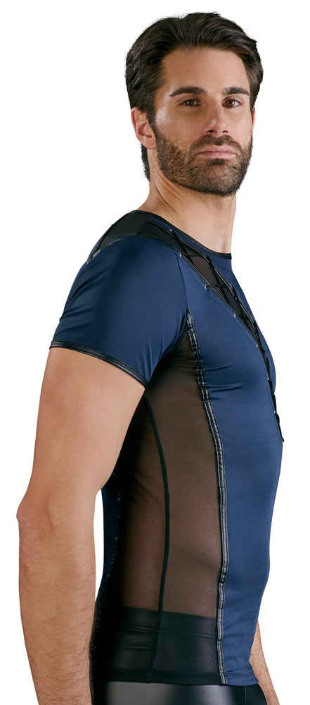 NEK shirt met vetersluiting - Blauw