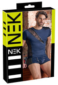 NEK shirt met vetersluiting - Blauw