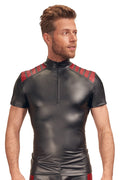 NEK shirt met rode inzet - Zwart