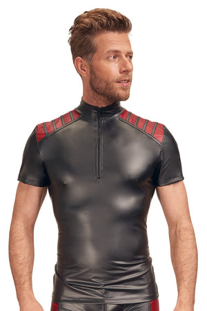 NEK shirt met rode inzet - Zwart