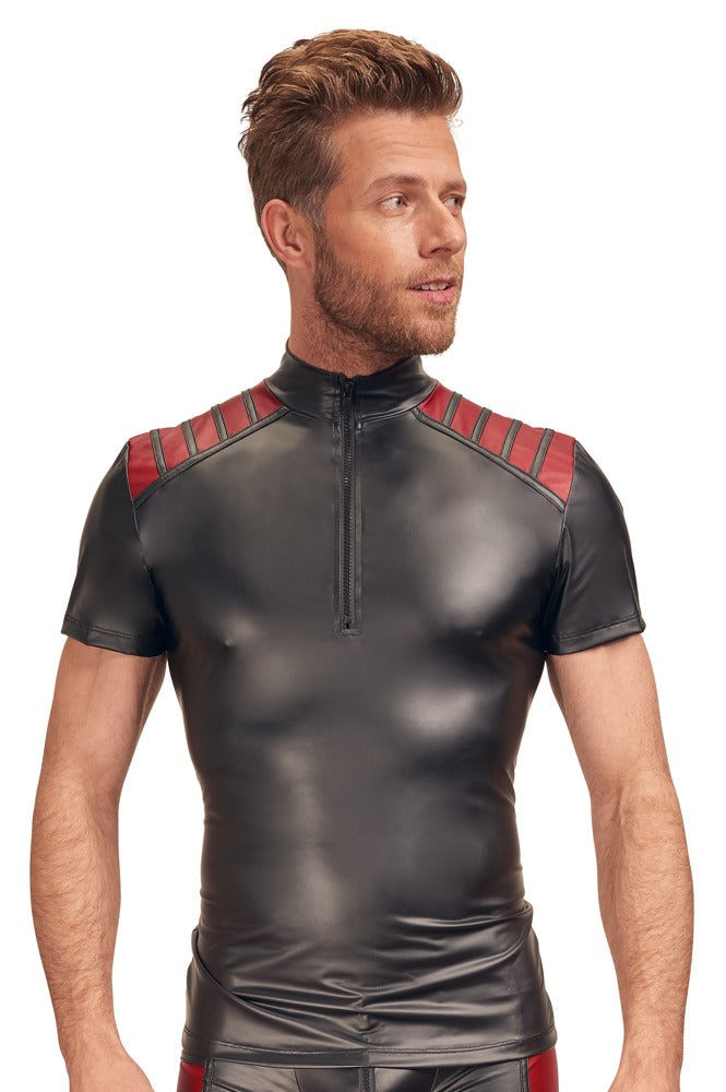 NEK shirt met rode inzet - Zwart