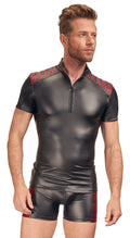 NEK shirt met rode inzet - Zwart