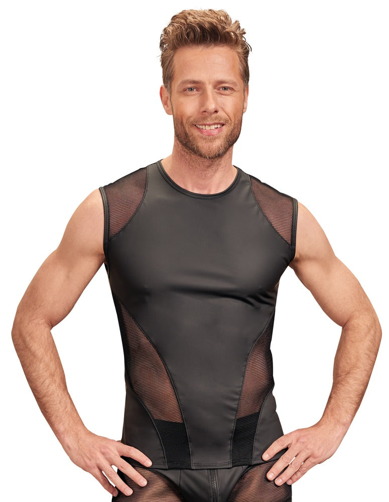 NEK mouwloos shirt met netinzetten - Zwart