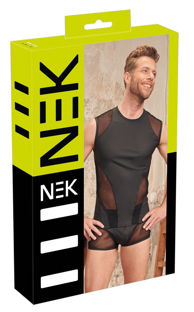 NEK mouwloos shirt met netinzetten - Zwart