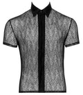 Shirt transparant met knoopsluiting - Zwart