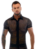 Svenjoyment strak half-sleeve kanten hemd - Zwart