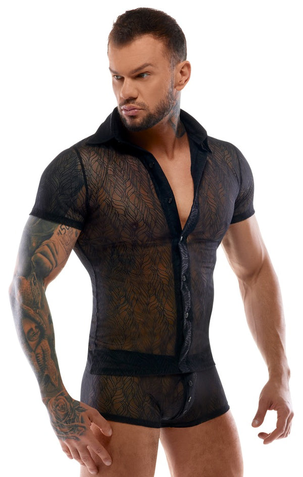 Shirt transparant met knoopsluiting - Zwart - Svenjoyment - SKU: 21616561711