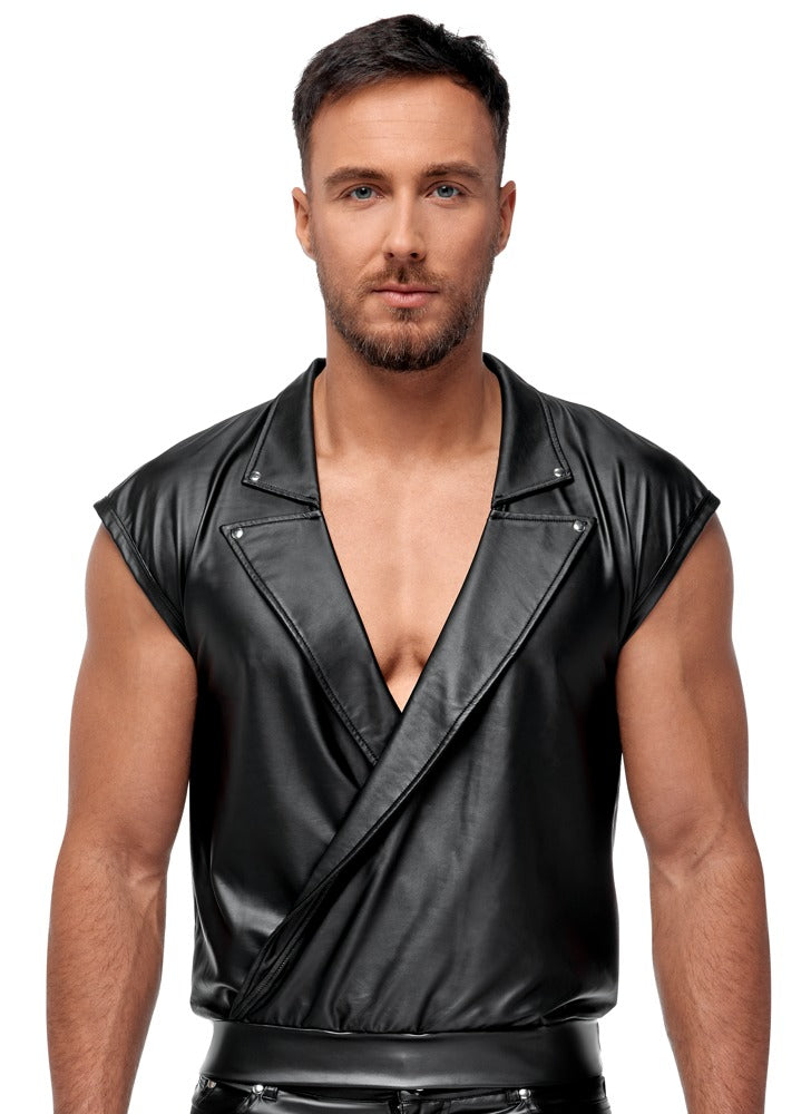 NEK casual biker shirt met elastiek - Zwart