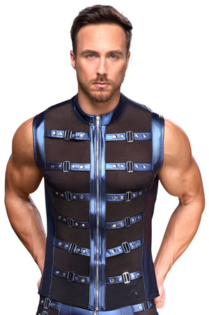 NEK bandjes shirt met ritssluiting - Blauw