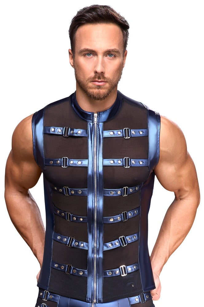NEK bandjes shirt met ritssluiting - Blauw