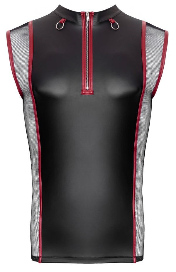 Shirt mouwloos met ritssluiting en zilveren details - Zwart - NEK - SKU: 21619821701