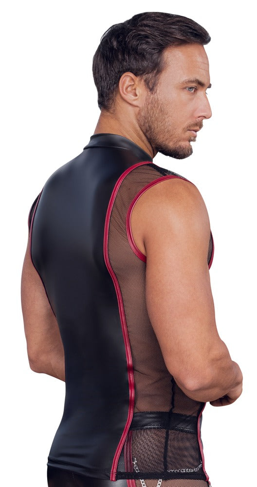 Shirt mouwloos met ritssluiting en zilveren details - Zwart - NEK - SKU: 21619821701