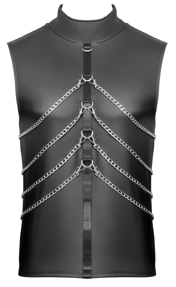 Shirt mouwloos met kettingen - Zwart