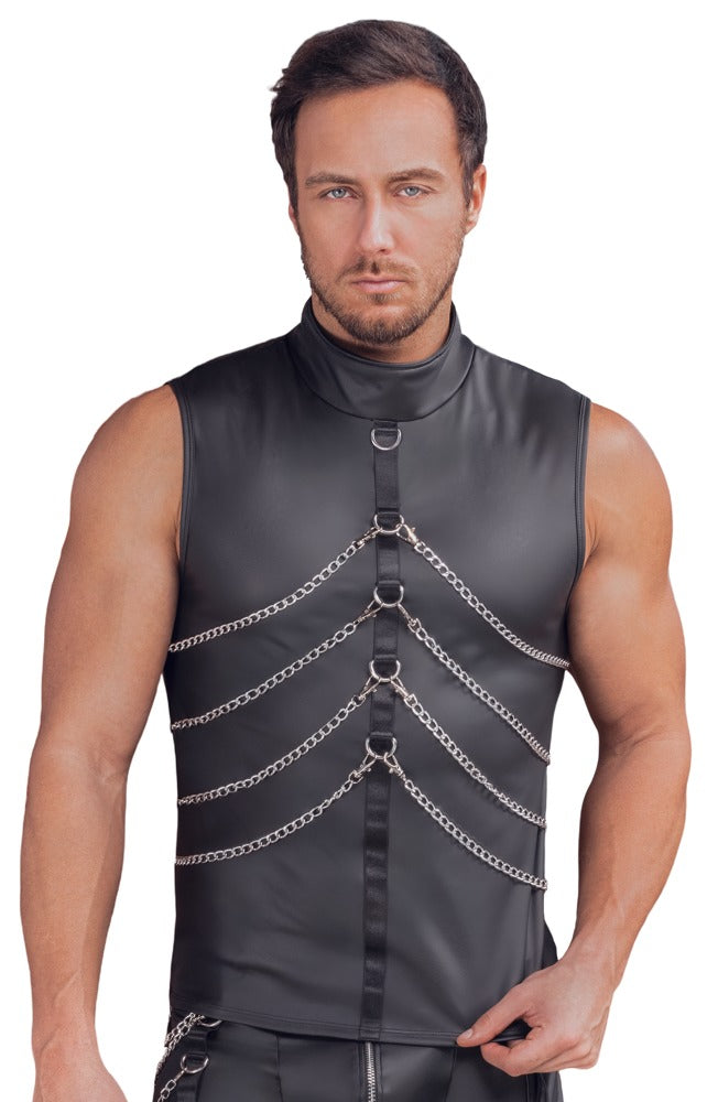 NEK mouwloos shirt met kettingen - Zwart