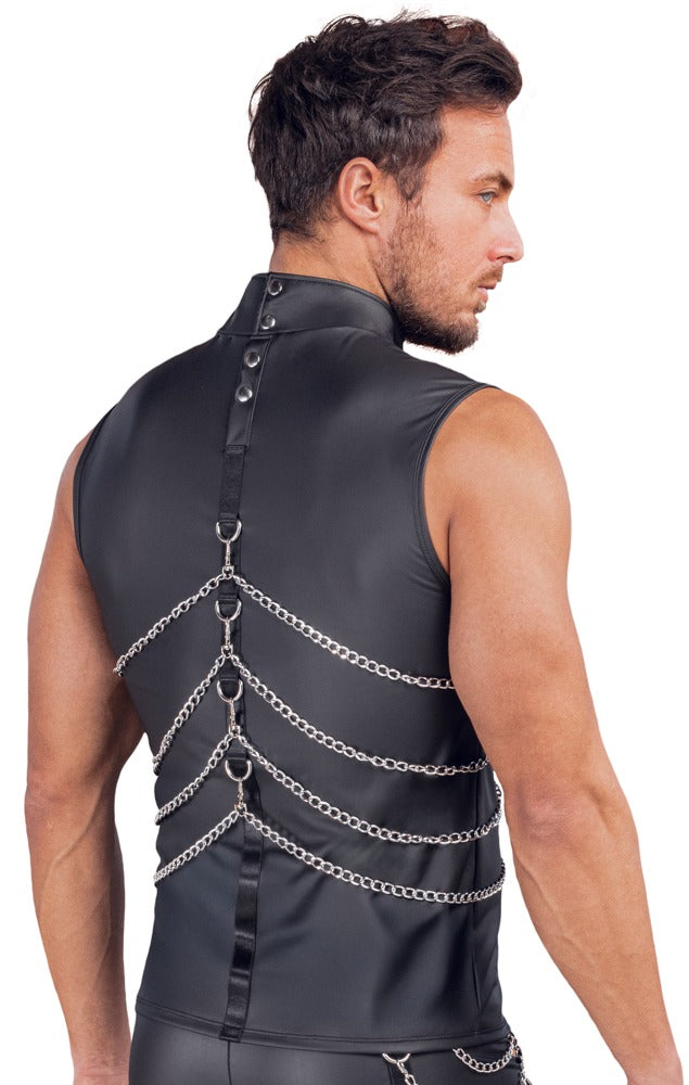 NEK mouwloos shirt met kettingen - Zwart
