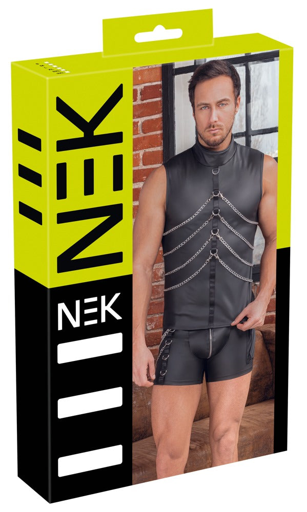 NEK mouwloos shirt met kettingen - Zwart