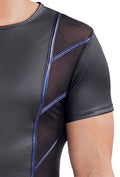 NEK shirt met net-inzetstukken - Zwart