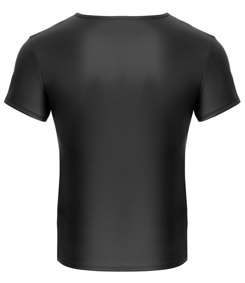 NEK shirt met net-inzetstukken - Zwart