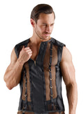 Svenjoyment Shirt met wetlook en gouden ritssluiting - Zwart