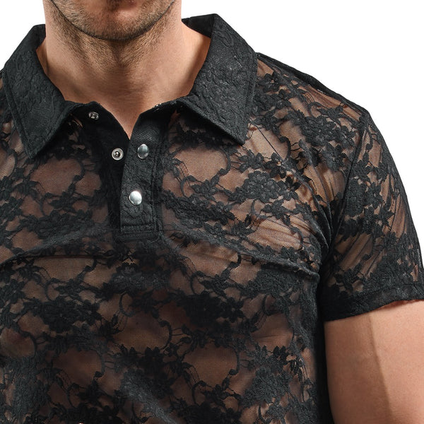 Svenjoyment transparant shirt met korte mouwen - Zwart
