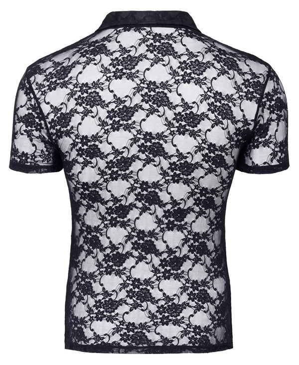 Svenjoyment transparant shirt met korte mouwen - Zwart