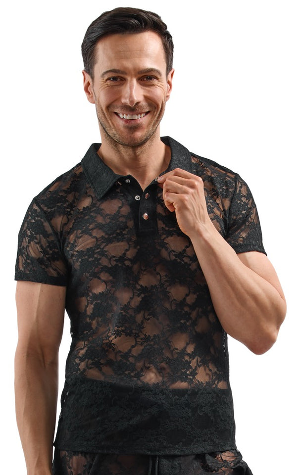 Svenjoyment transparant shirt met korte mouwen - Zwart