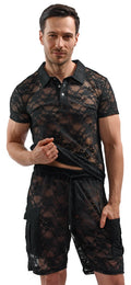 Svenjoyment transparant shirt met korte mouwen - Zwart