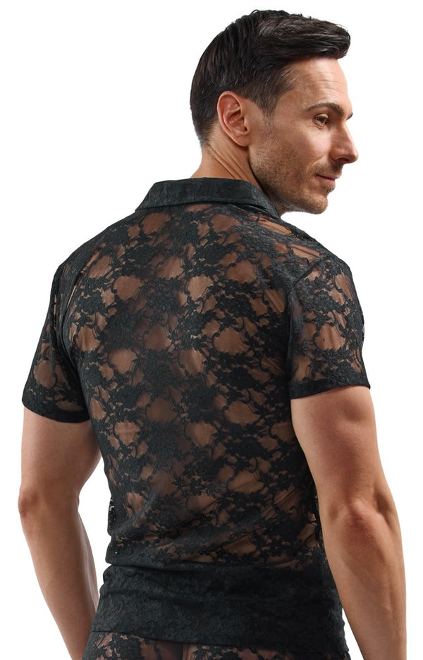 Svenjoyment transparant shirt met korte mouwen - Zwart