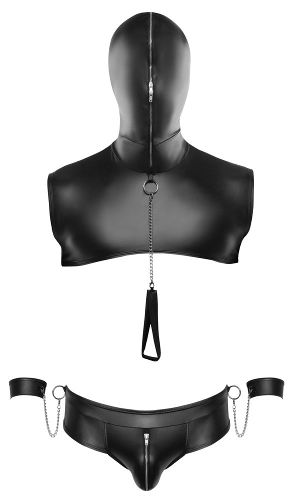 Svenjoyment bondage set met capuchon - Zwart