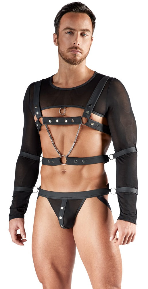 Bondage set met crop top & jock - Zwart - Svenjoyment - SKU: 21805021701