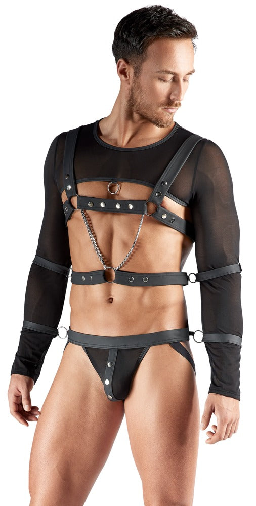 Bondage set met crop top & jock - Zwart - Svenjoyment - SKU: 21805021701