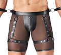 Bondage set met transparante boxer en dijharnassen - Zwart