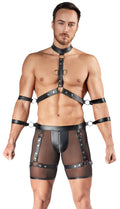 Bondage set met transparante boxer en dijharnassen - Zwart