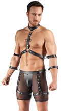 Bondage set met transparante boxer en dijharnassen - Zwart