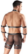 Bondage set met transparante boxer en dijharnassen - Zwart