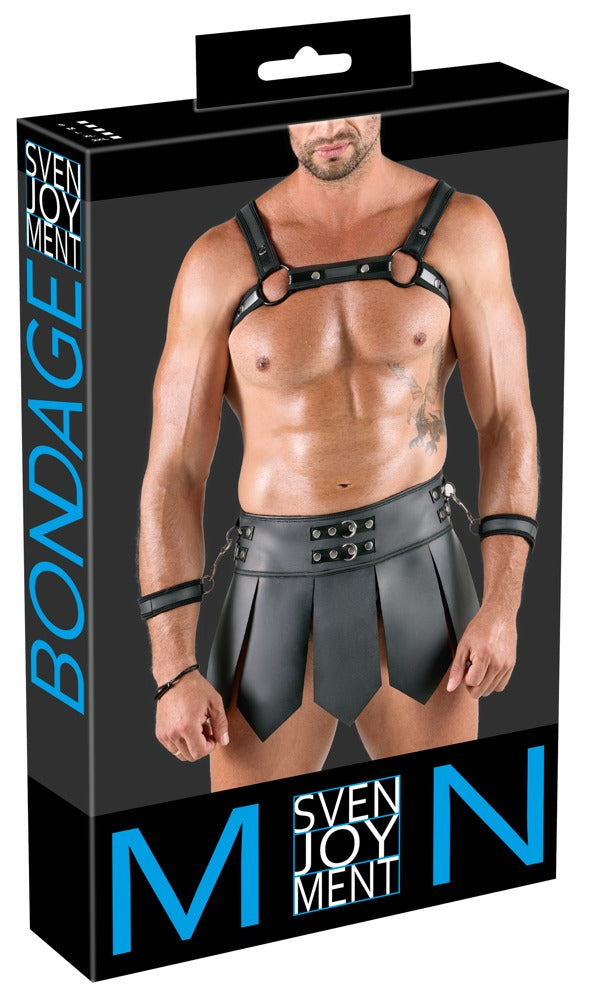 Bondage set met borst harness & handboeien - Zwart - Svenjoyment - SKU: 21805451701