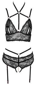 Abierta Fina bralette met splitjes - Zwart