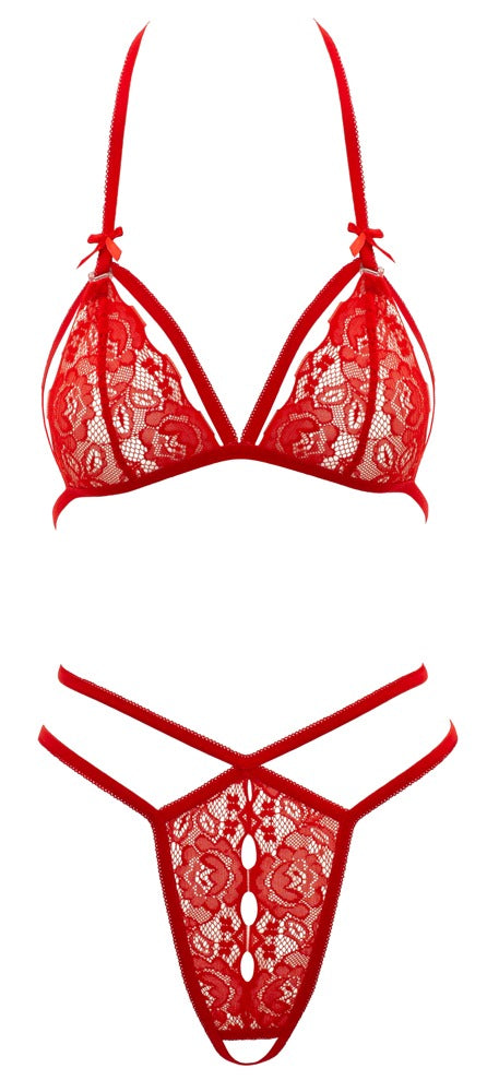 Cottelli Lingerie kant set beugellos - Rood - Cottelli LINGERIE - SKU: 22112543021