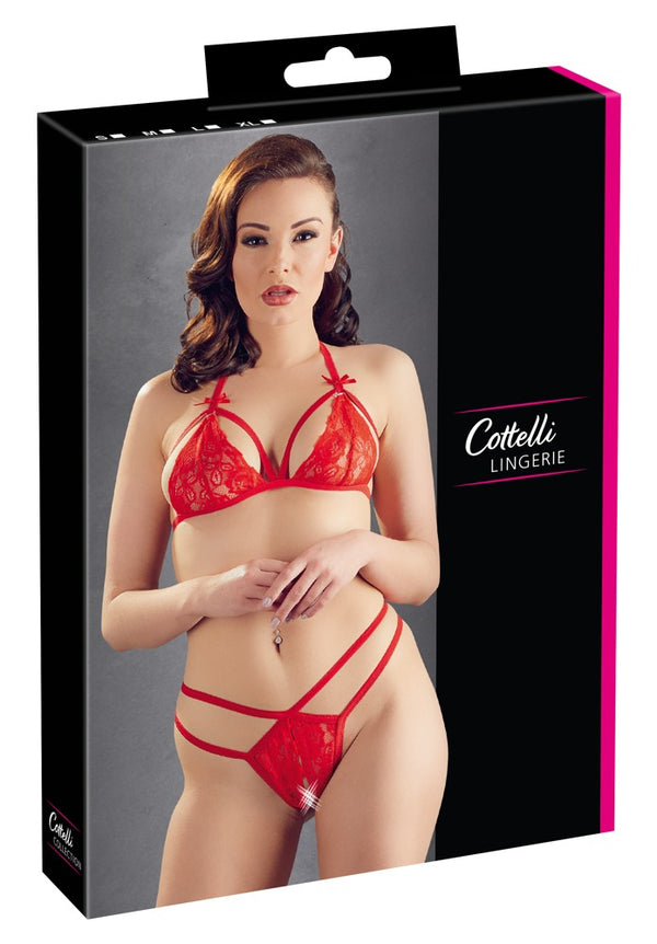 Cottelli Lingerie kant set beugellos - Rood - Cottelli LINGERIE - SKU: 22112543021