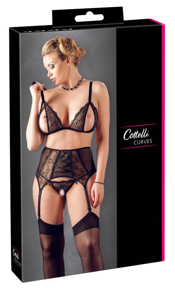 Cottelli CURVES beugellos kanten set - Zwart - Cottelli CURVES - SKU: 22119551051