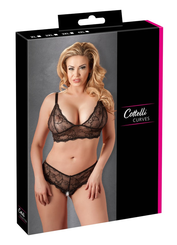 Cottelli CURVES beugelloos kant set - Zwart - Cottelli CURVES - SKU: 22124041051